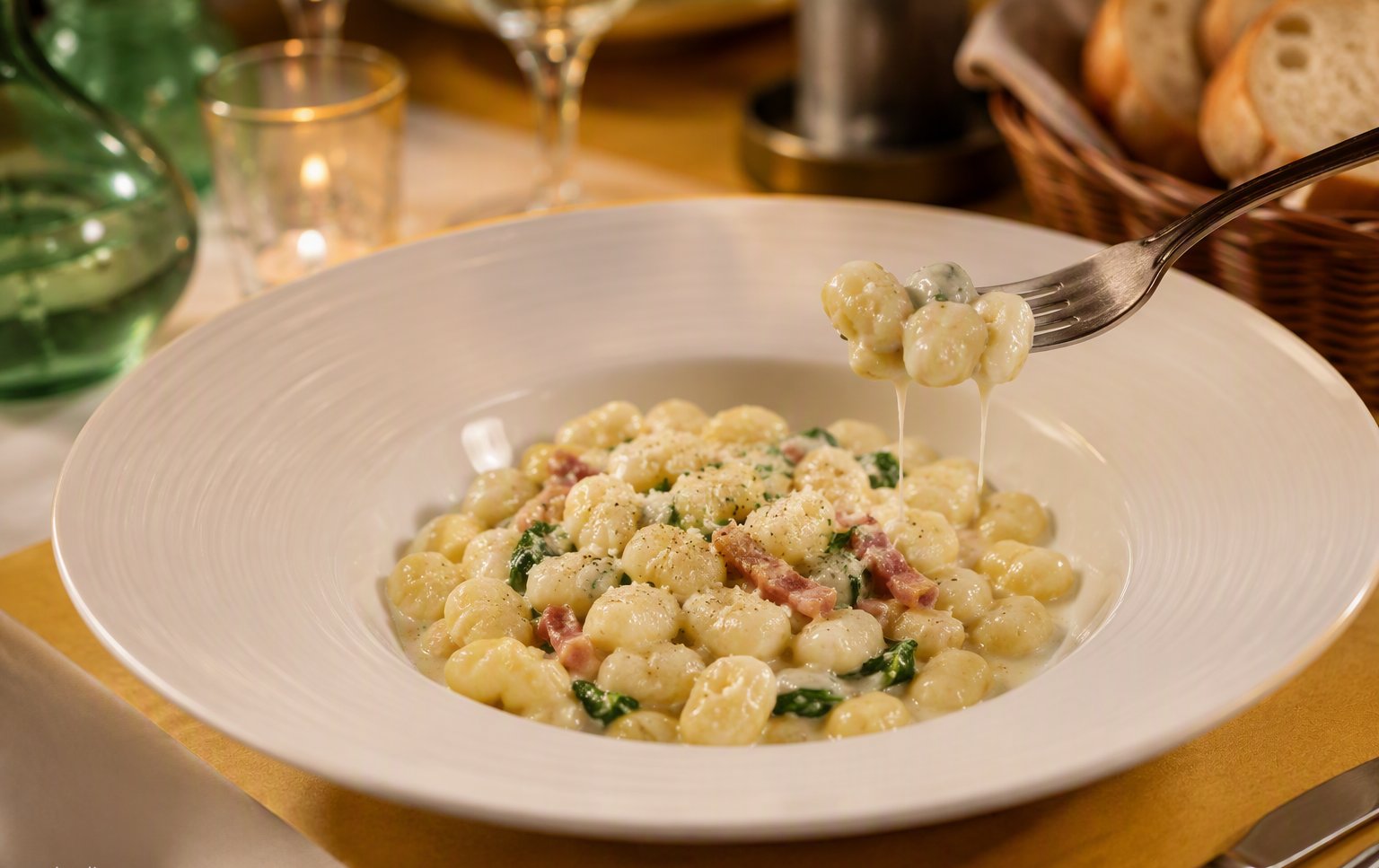 Gnocchetti al gorgonzola nel piatto fondo